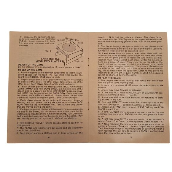 Milton Bradley Tank Battle Instruction Manual 1975 Assembly Army Game Vintage - Picture 3 of 5